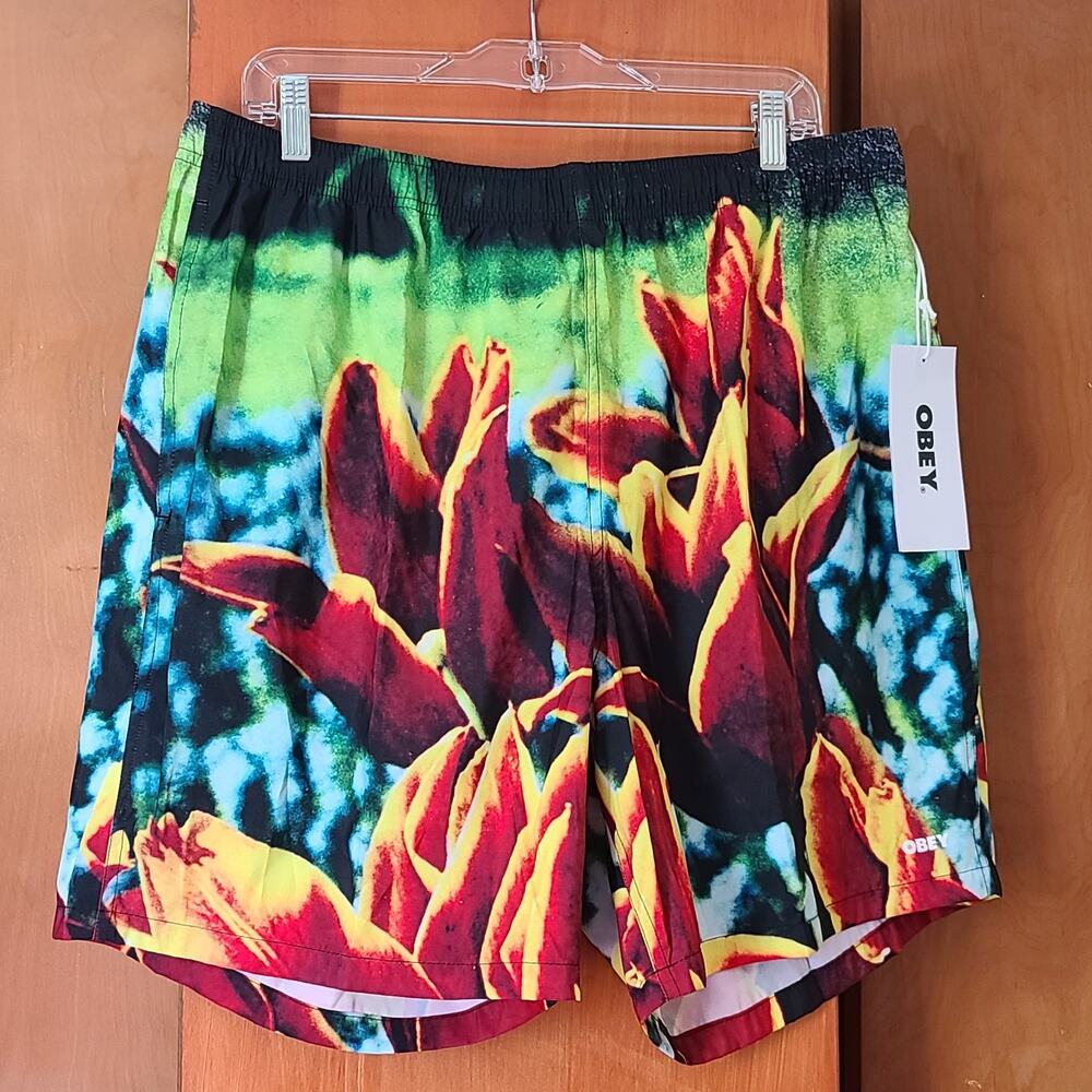 Mens Obey Easy Bloom Shorts XL Floral Graphic AOP NWT